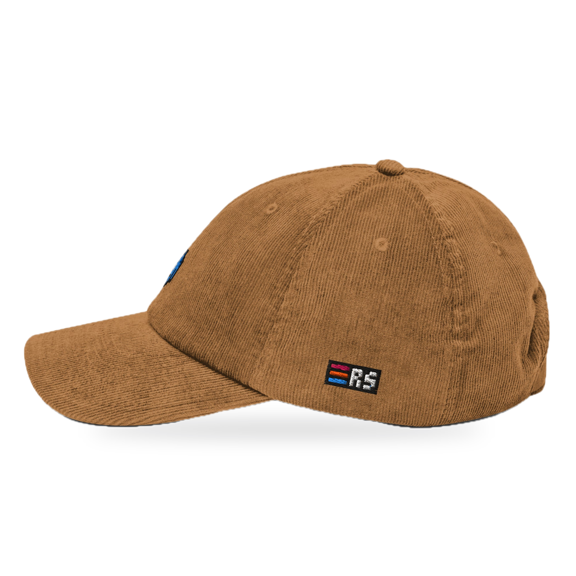 Pixel Alien Blau – Bestickte Cord Cap · Braun · side